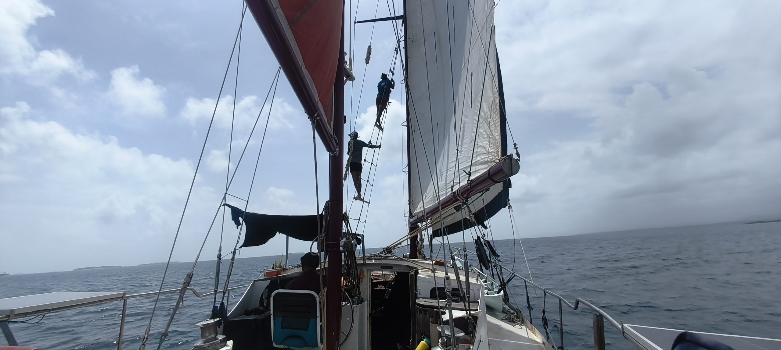 Sailing Karaka together at sea