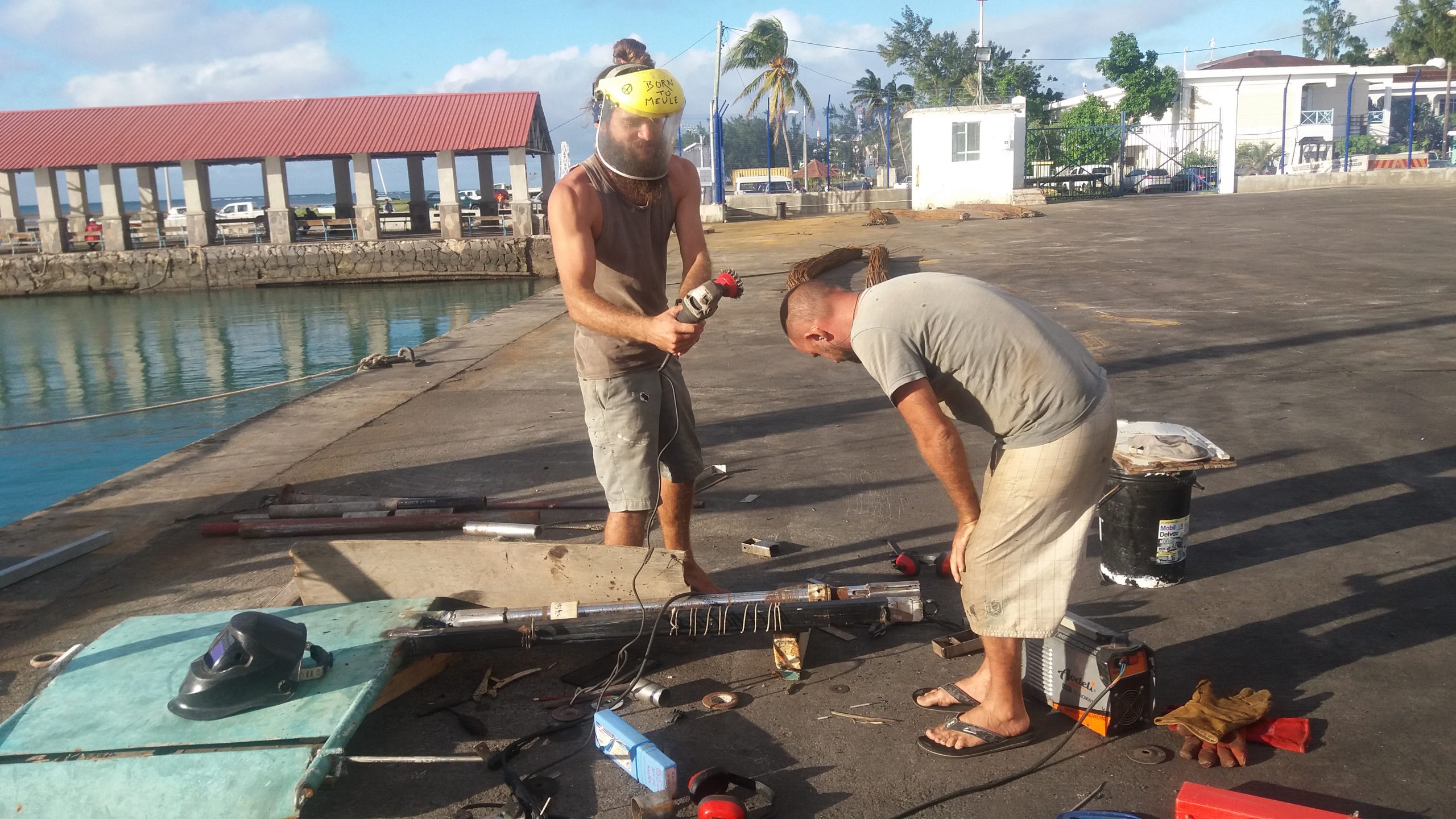 Metalwork during boat maintenance